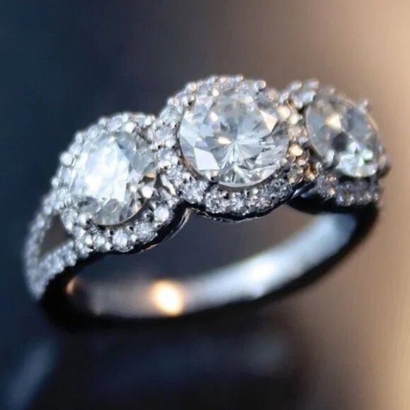 🔥Send me OFFER. I will accept it😍 Jewelry - 🔥Big Round Dainty Aristocracy Fashion Silver Romantic Eternity Ring, K981